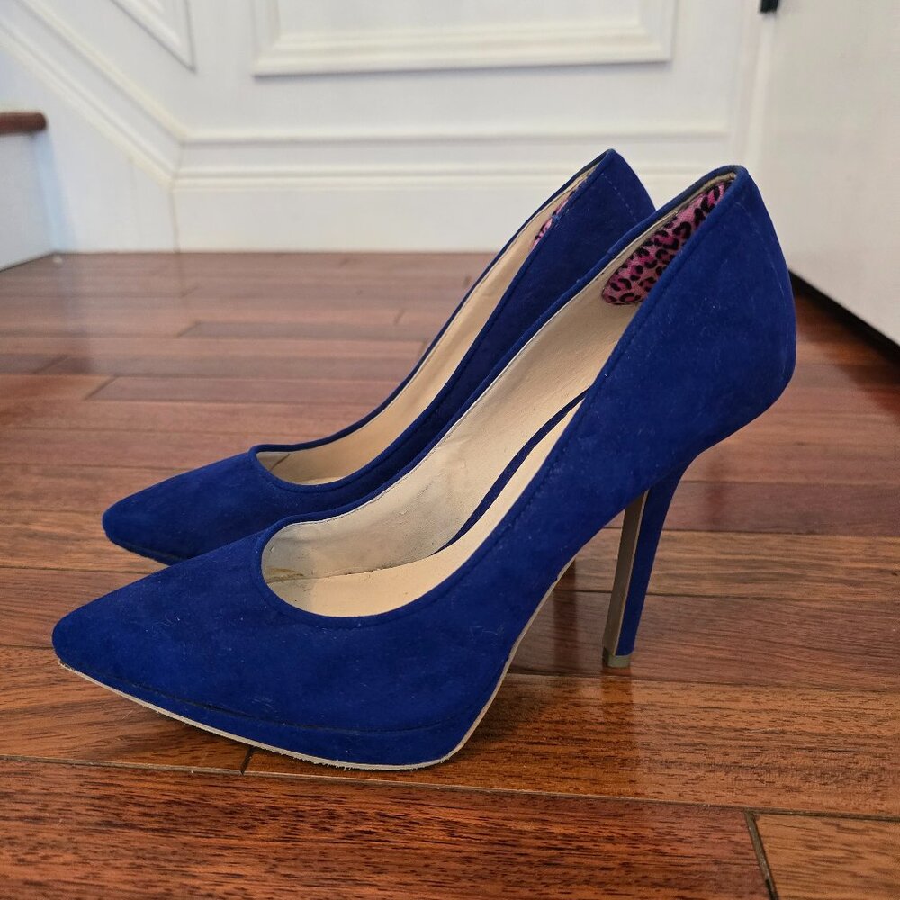 SPIEGEL- Ladies Blue Suede Heels - Size 7